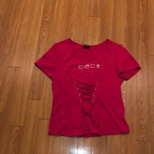 Bebe corseted tee shirt , pink